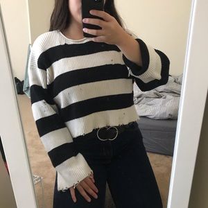 Zara - Striped Distressed Sweater